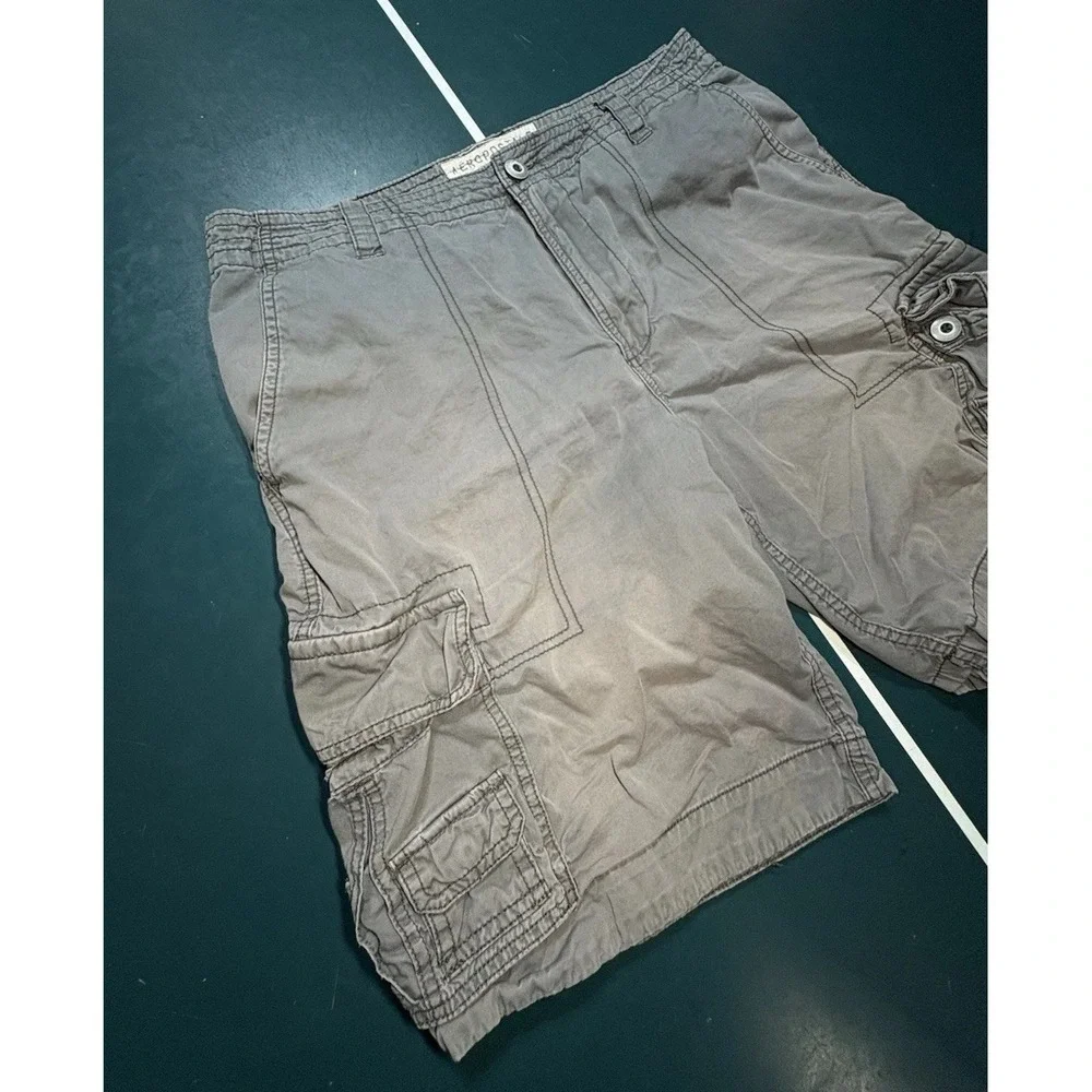 Vintage Aeropostale Cargo Shorts Men's 36 Sun Faded Gray‎ Y2K Baggy Skater
